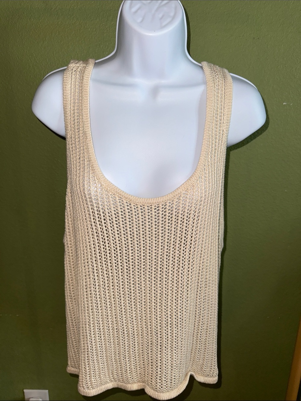 a new day Cream Knit Open-Weave Tank Top